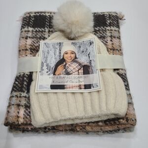 NWT Emanuel Geraldo Hat & blanket scarf set women's one size